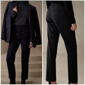 Banana Republic Petite Siena Slim Straight Ankle Wool Trouser Pant black 10